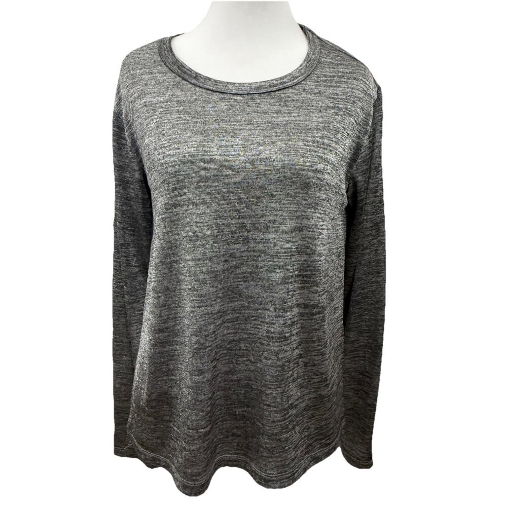 T By Alexander Wang XS Heather Black Gray Knit Asymmetric Tunic Top LS - FLAW